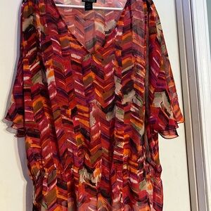 Lane Bryant Red and Orange Chevron Blouse Women’s 14/16